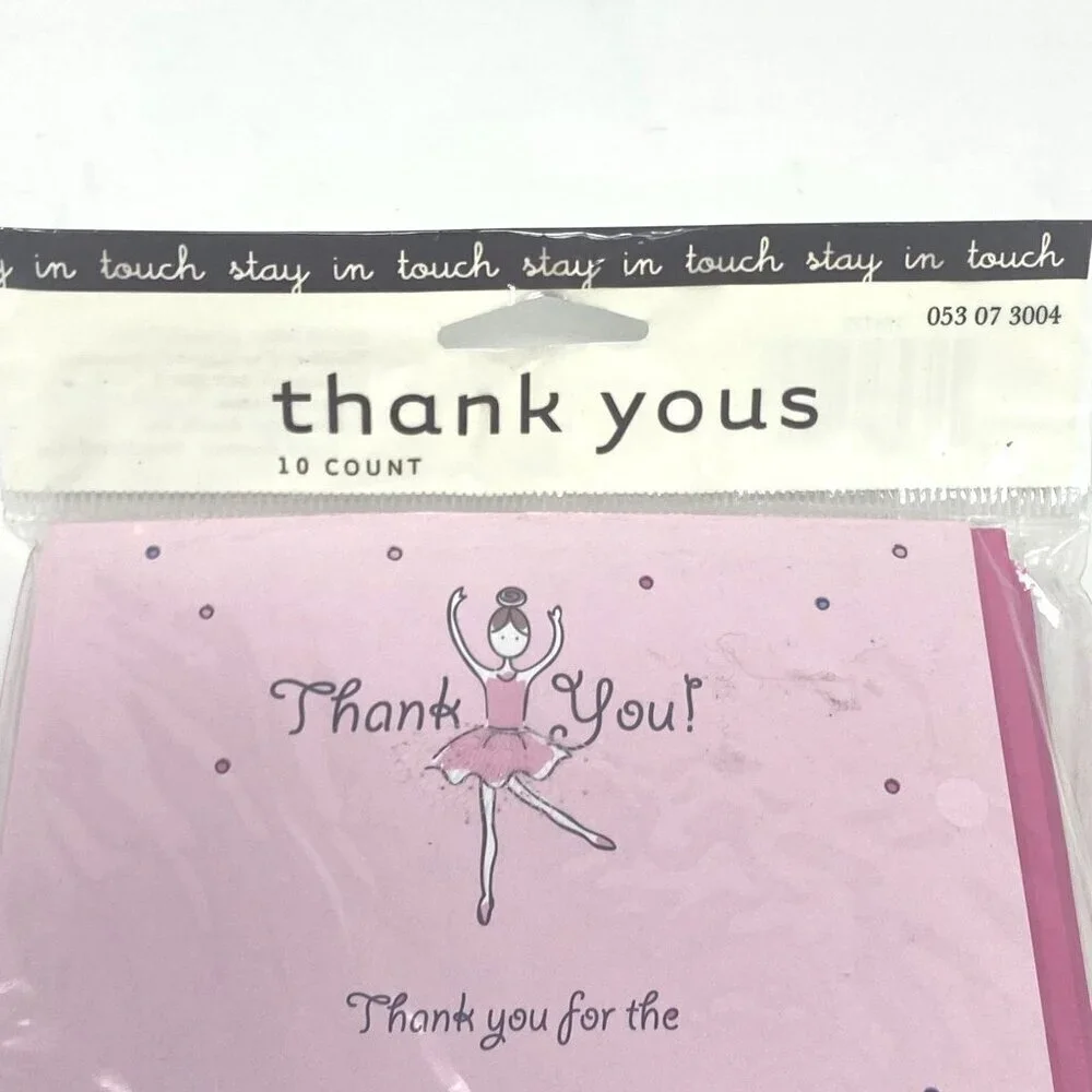 Target Pink Ballerina Kids Thank You Cards Envelopes 10 Count Gifts Stationery